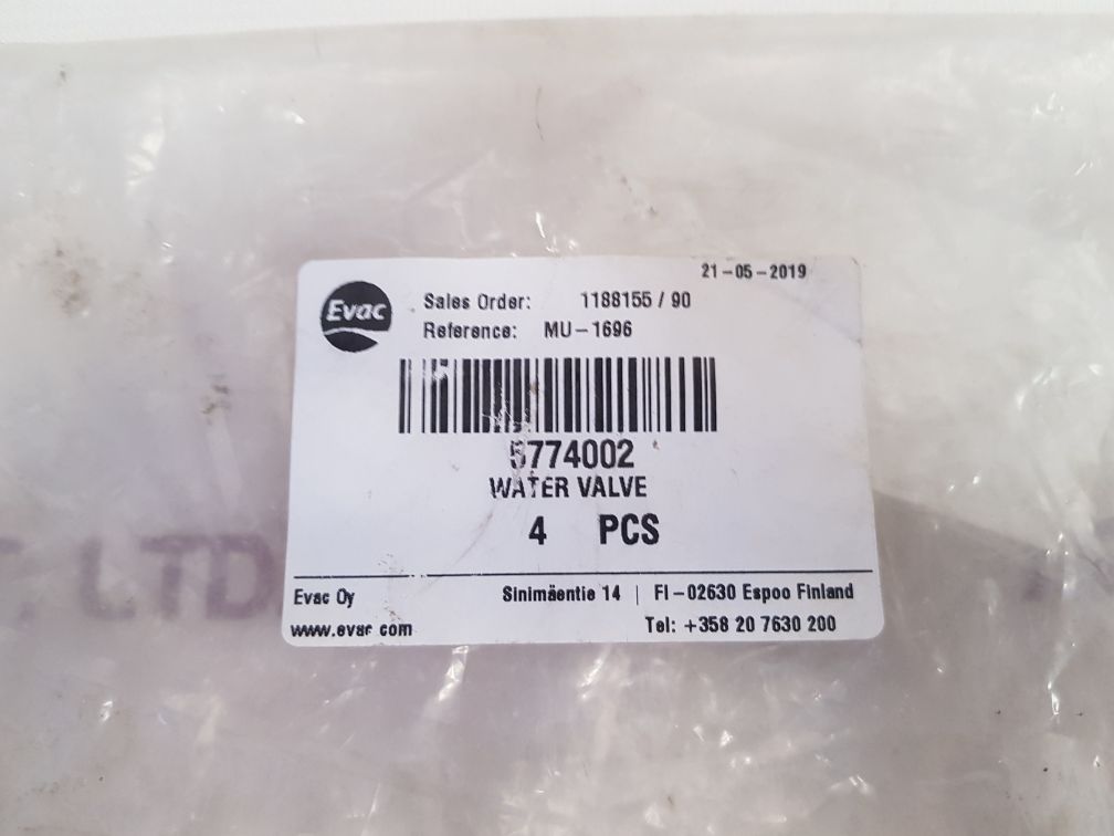 Evac 5774002 water valve New 
