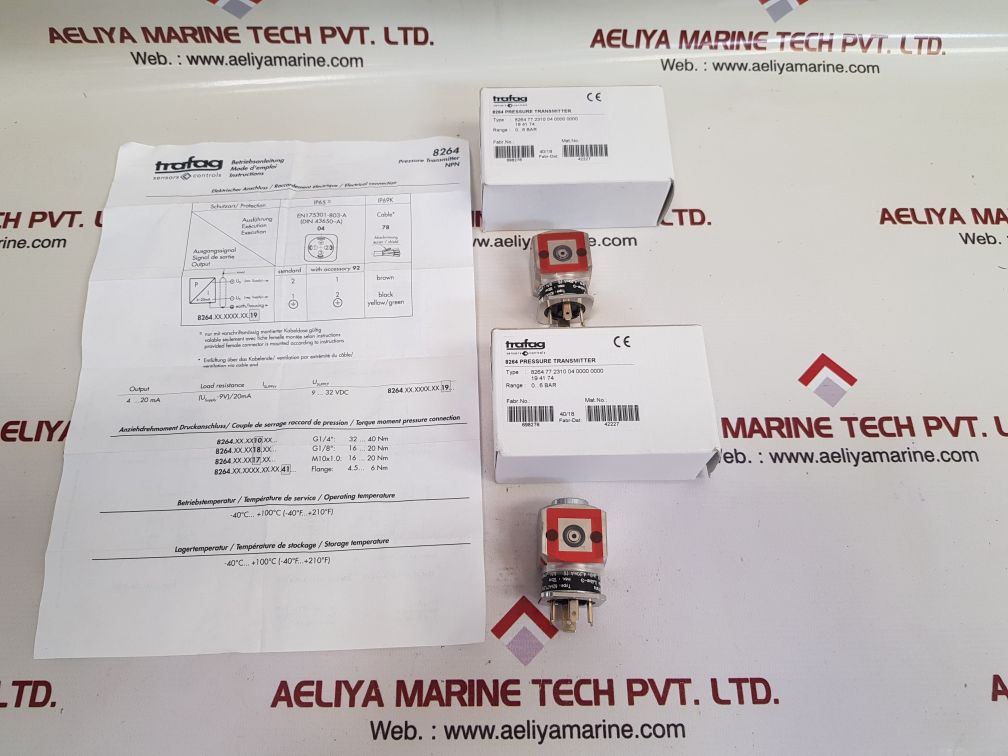 Trafag 8264.77.2310 pressure transmitter 0...6bar-g
