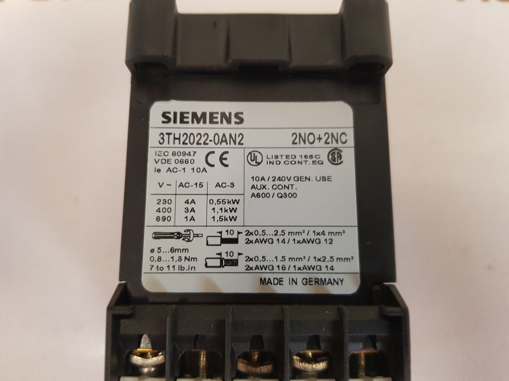 Siemens 3th2022-0an2 contactor relay
