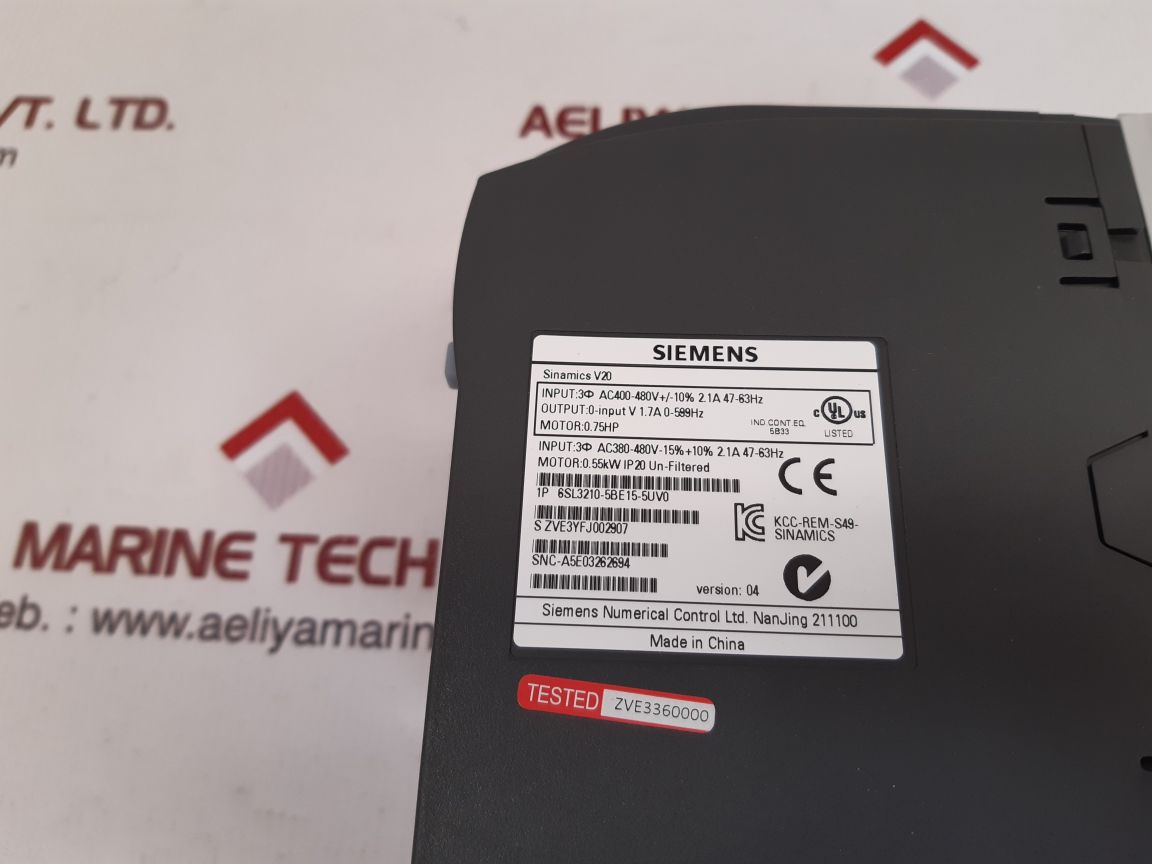 Siemens 6sl32105be155uv0 sinamics v20
