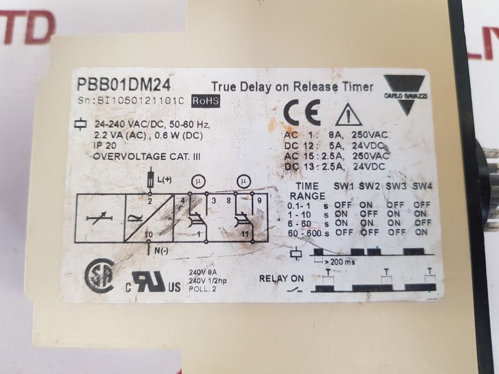 Carlo gavazzi pbb01dm24 true delay on release timer  Used
