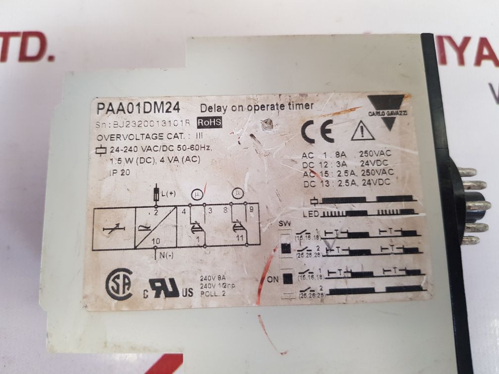Carlo gavazzi paa01dm24 delay on operate timer Used