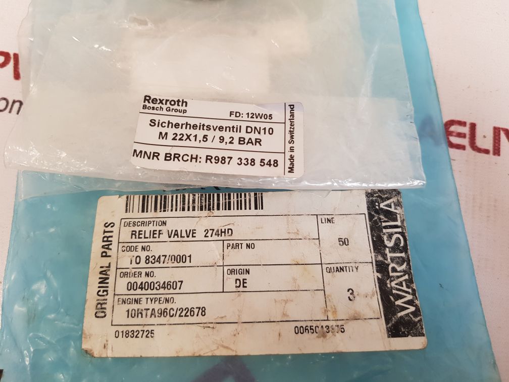 Rexroth/bosch cwn614 n relief valve dn10
