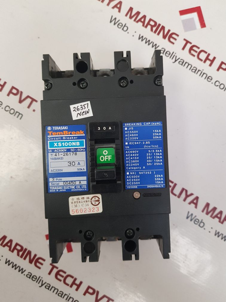 Terasaki xs100nb 3-pole tembreak circuit breaker