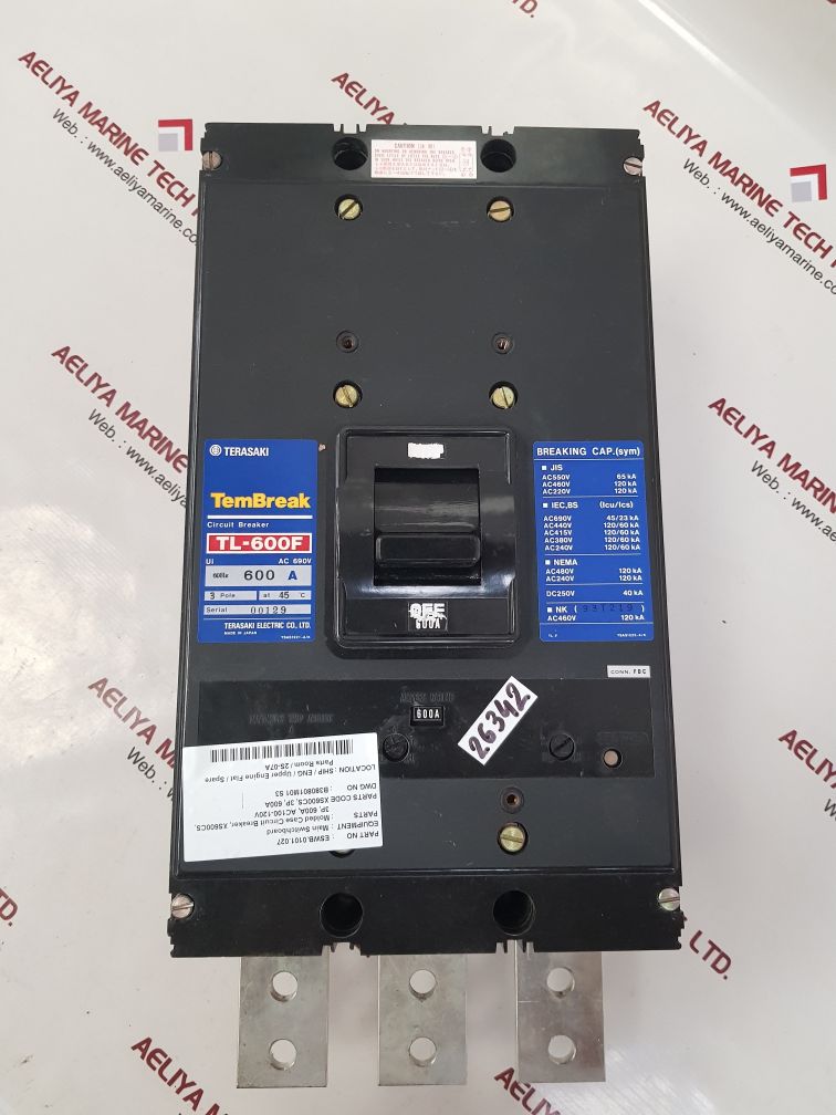 Terasaki tl-600f 3-pole circuit breaker 600a