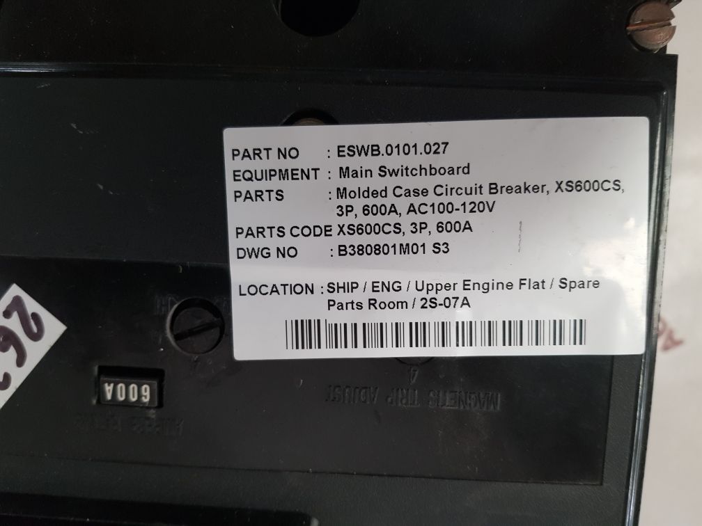Terasaki tl-600f 3-pole circuit breaker 600a