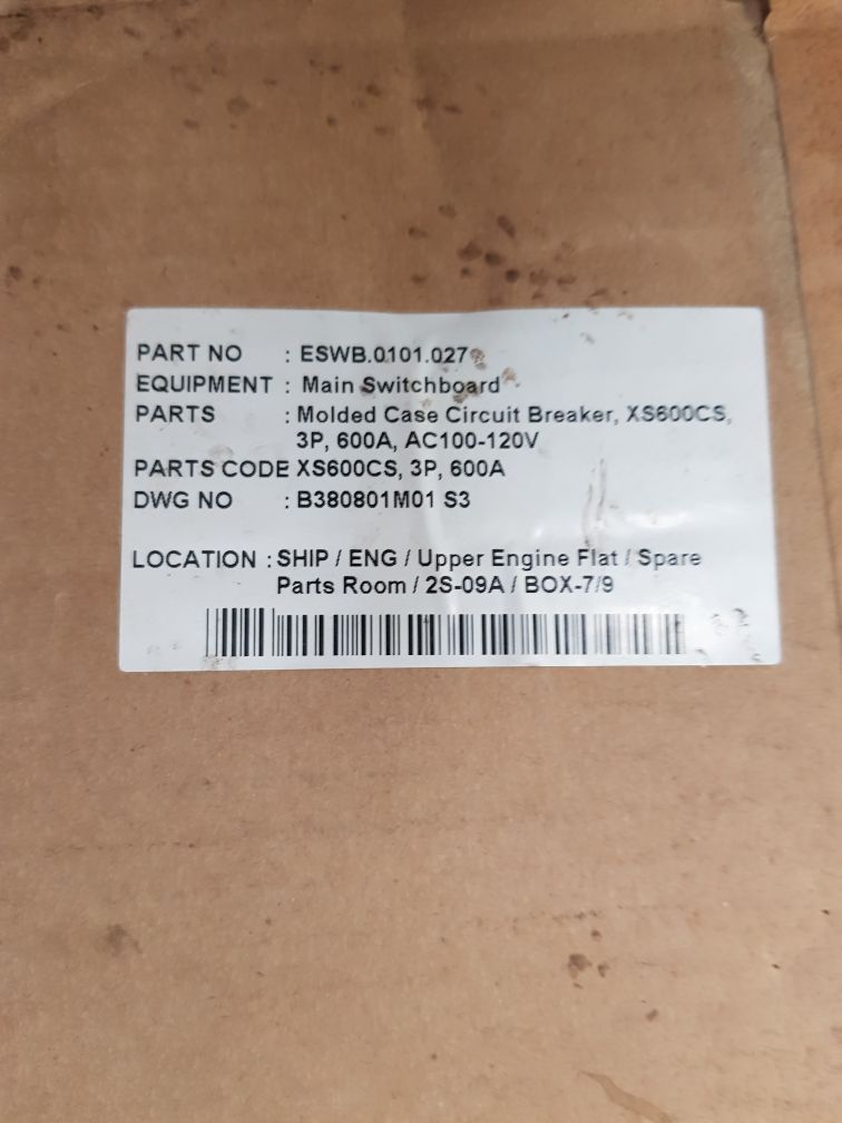 Terasaki xs600cs 3 pole circuit breaker