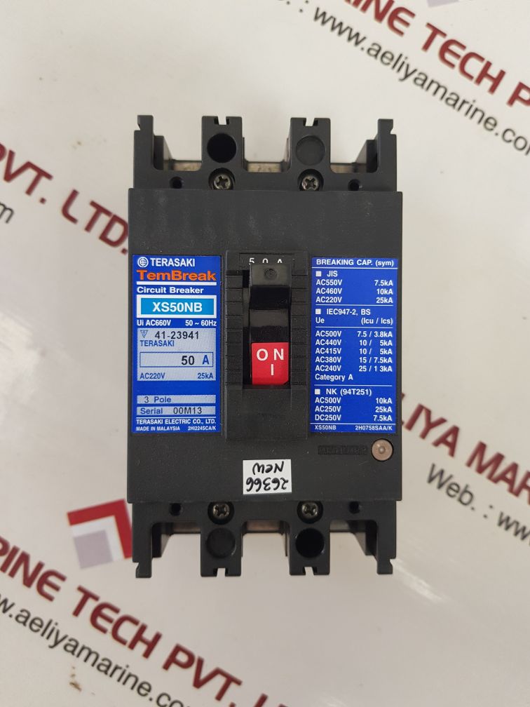 Terasaki xs50nb 3-pole circuit breaker 50a