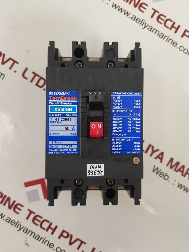 Terasaki xs50nb 3-pole circuit breaker 50a