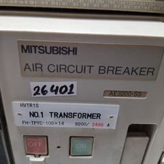 Mitsubishi ae3200-ss low voltage air circuit breaker 3200/2493 a