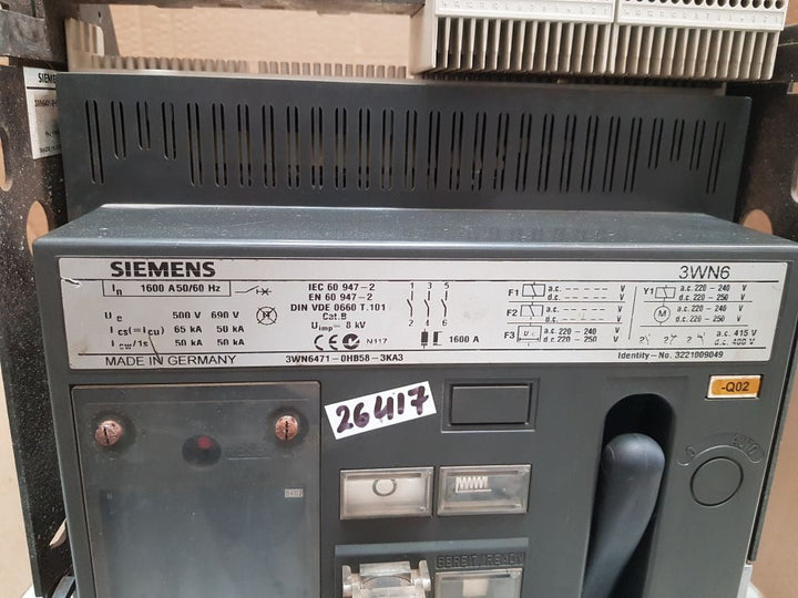 Siemens 3wn6471-0hb58-3ka3 circuit breaker