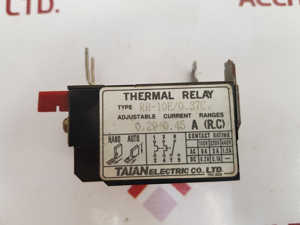 Taian electric rh-10e/0.37c thermal overload relay
