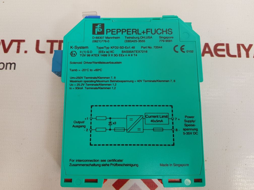 Pepperl+fuchs kfd2-sd-ex1.48 k-system solenoid driver 72044
