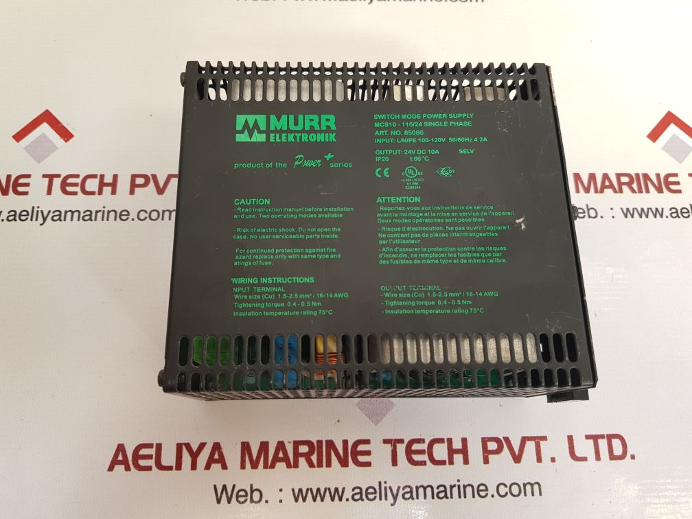Murr elektronik mcs10-115/24 single phase 85086 switch mode power supply used
