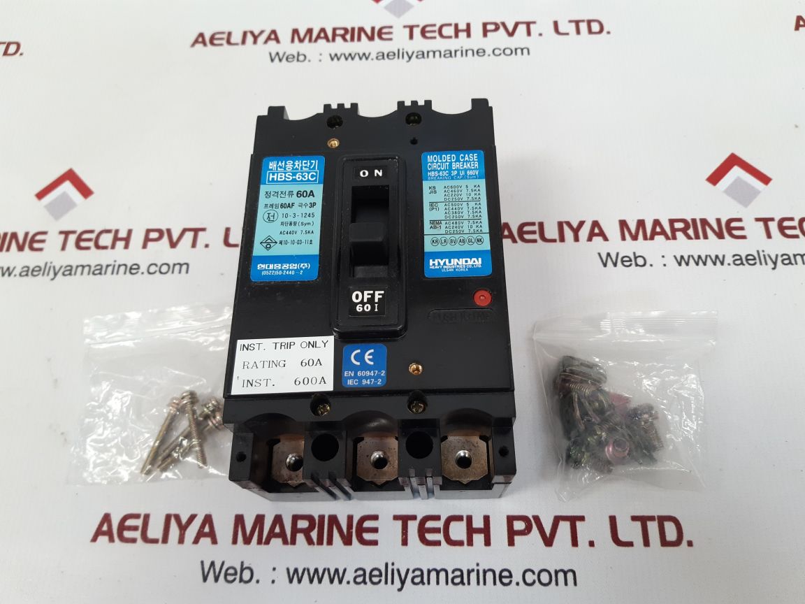 Hyundai hbs-63c 3p molded case circuit breaker 60a
