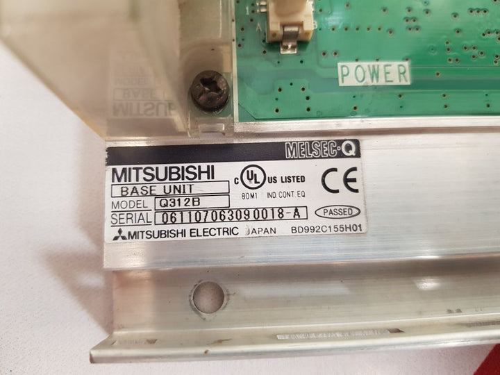 Mitsubishi melsec-q q312b base unit bd627e 608g52a g
