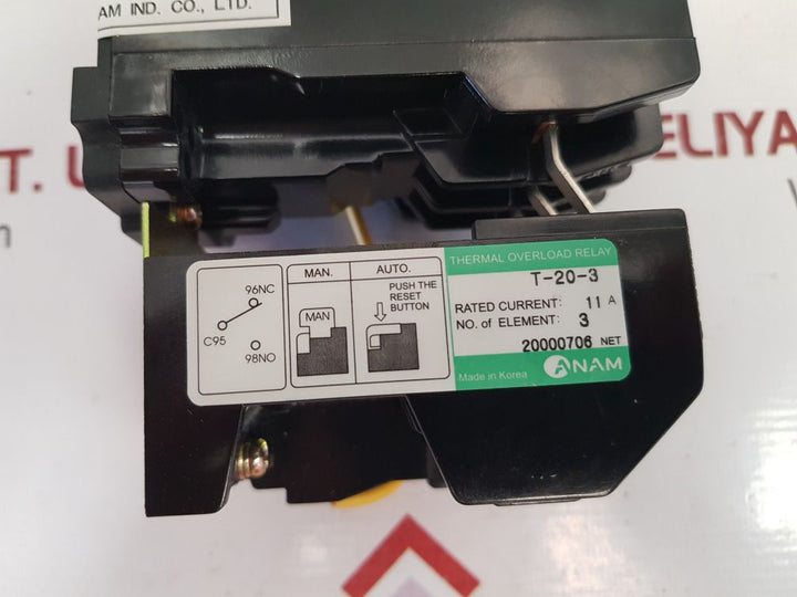 Anam pak-20at3 thermal overload relay 100-110v 60hz
