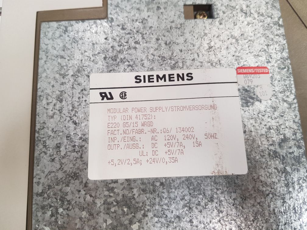 Siemens simatic s5 ps 7a/15a power supply module Used
