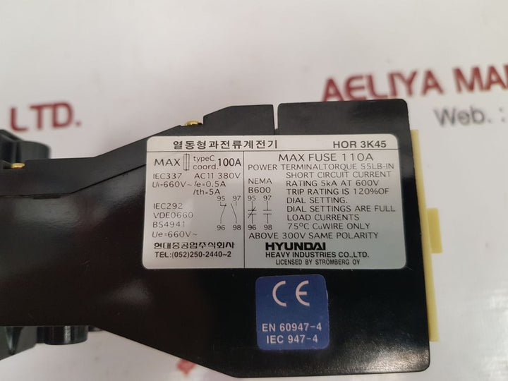 Hyundai hor 3k45 thermal overload relay
