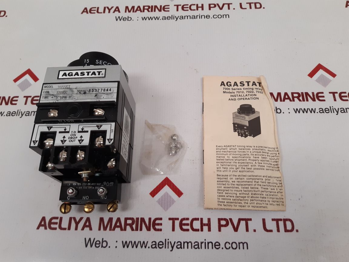 Agastat 7022zct timing relay 1.5-15 sec. NEW 
