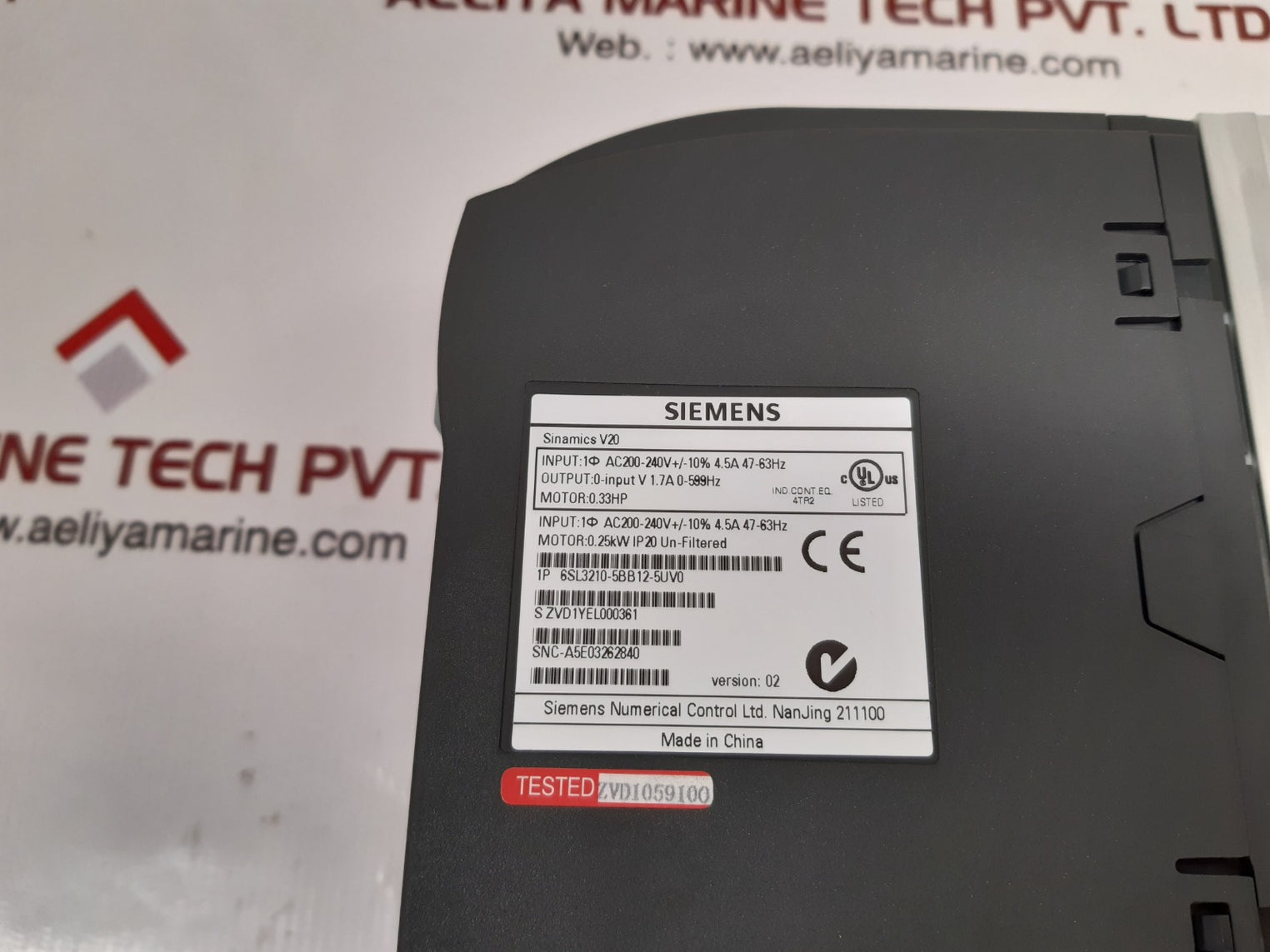 Siemens Sinamics V20 Industry Inverter 6Sl3210-5Bb12-5Uv0
