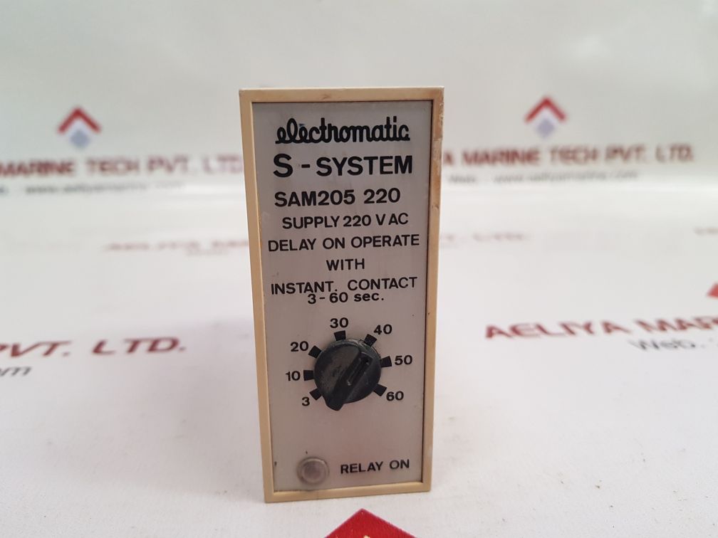 Electromatic sam205 220 timer relay 3-60 sec.
