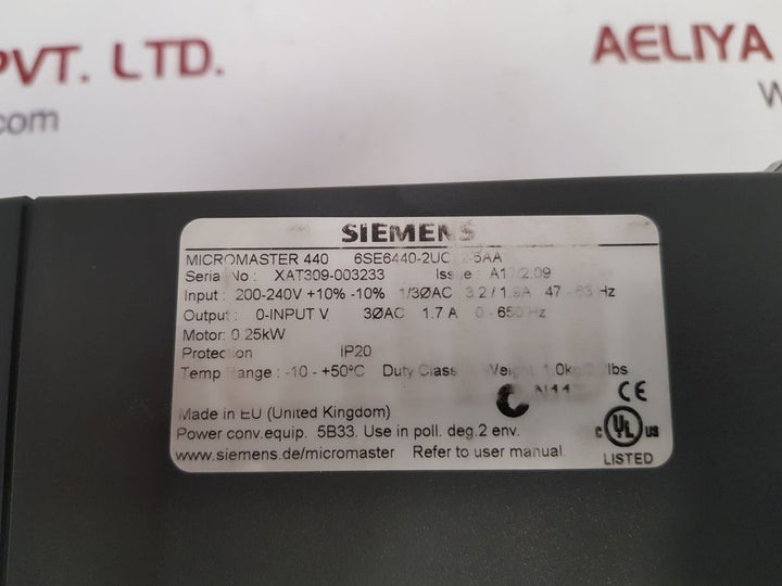Siemens 6se6440-2uc12-5aa1 inverter drive
