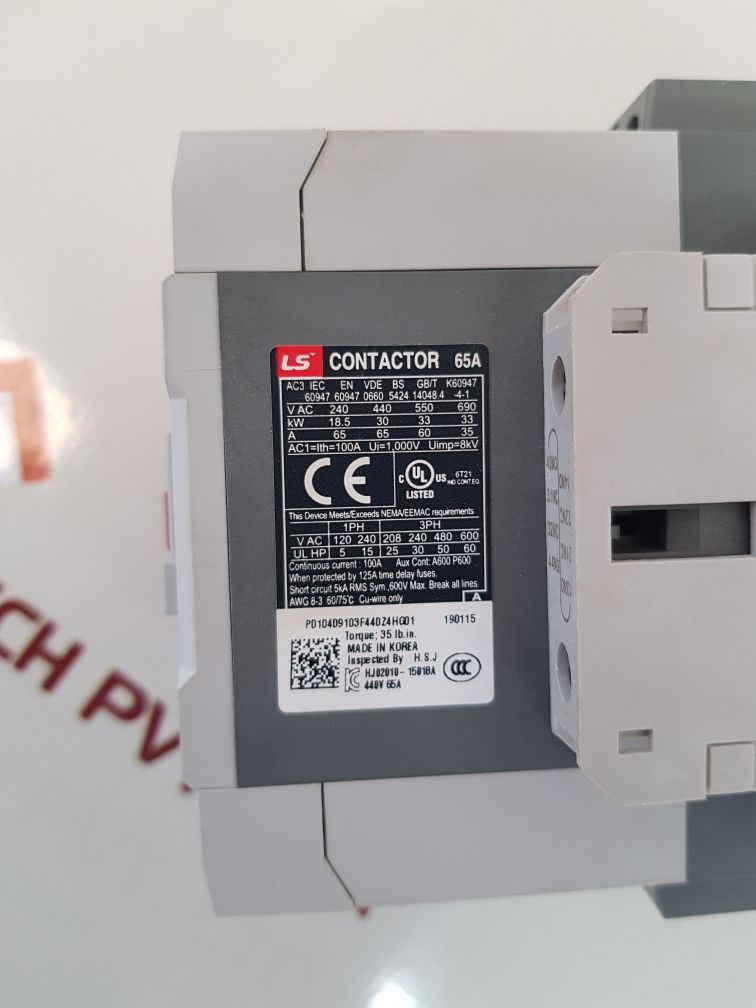 Ls metasol mc-65a contactor ac 100/110v 50/60hz

