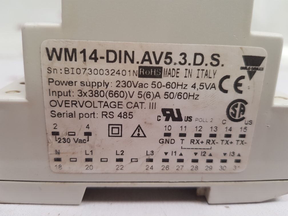 Carlo Gavazzi Wm14-din Power Analyzer Vm1 Wm14-din.Av5.3.D.S