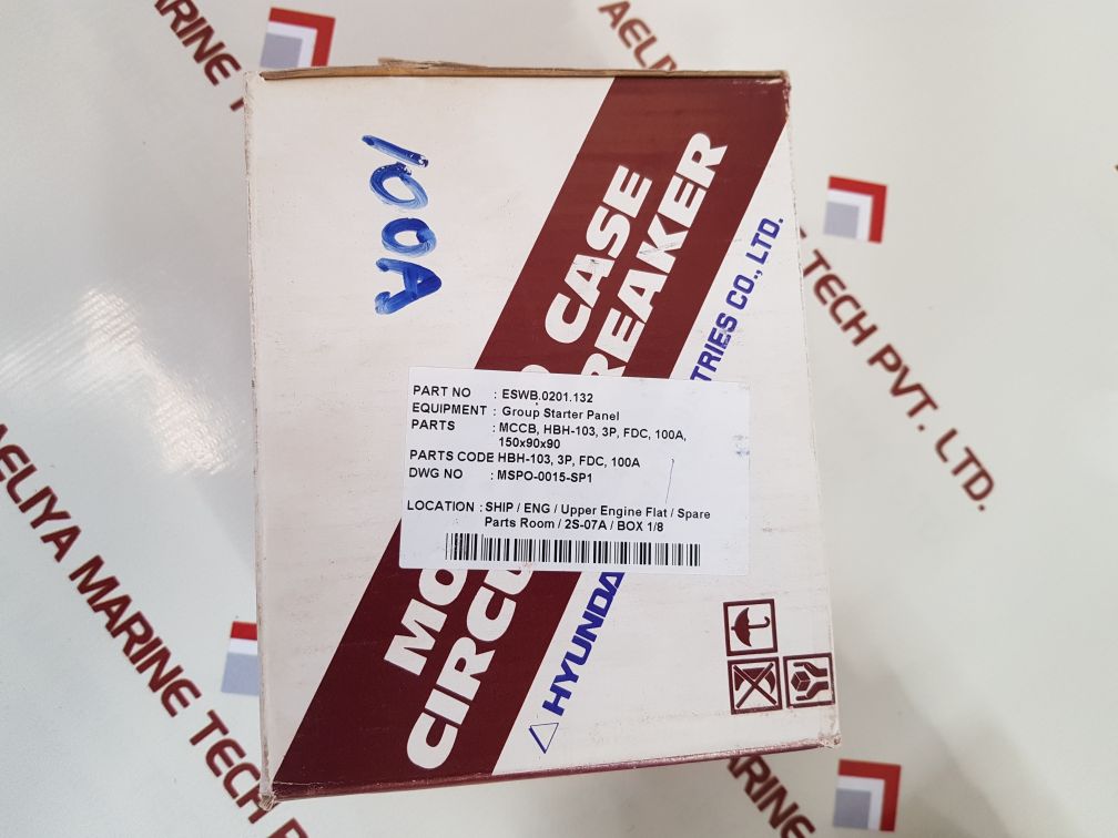 Hyundai hbh-103 molded case circuit breaker 100a