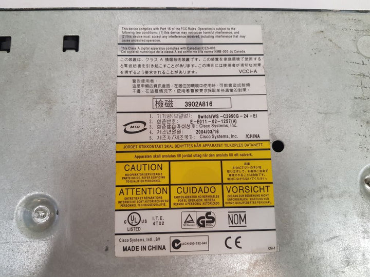 Cisco systems ws-c2950g-24-ei ethernet switch
