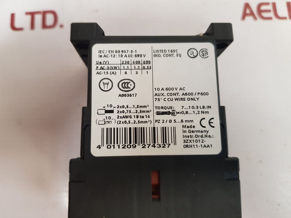 Siemens Sirius 3Rh1131-1Bb40 Auxiliary Contactor New