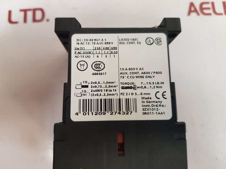 Siemens Sirius 3Rh1131-1Bb40 Auxiliary Contactor New