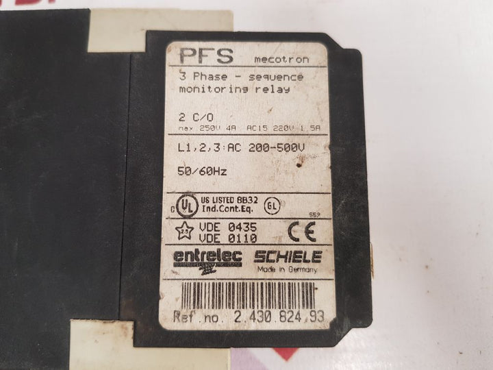 Entrelec Schiele Pfs Mecotron 2.430.824.93 Monitoring Relay
