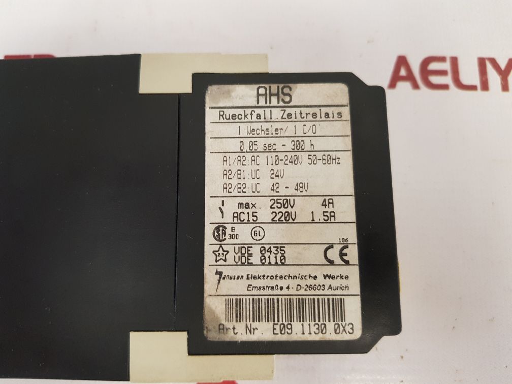 Janssen Ahs Time Relay E09.1130.0X3 0.05 Sec – 300 H
