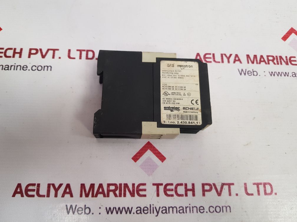 Entrelec Srs Mecotron 2.430.841.11 Overcurrent Ac/Dc Monitoring Relay
