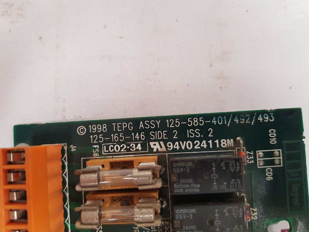 Tepg 125-165-146 Pcb Card 125-585-401/492/493