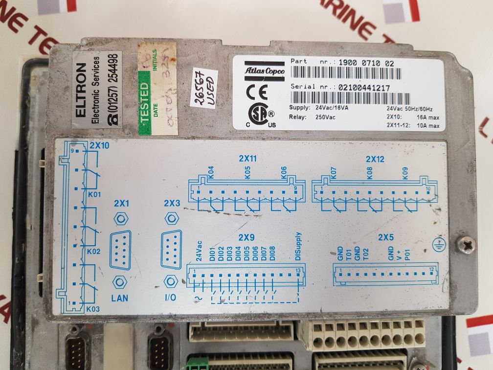 Atlas copco 1900 0710 02 panel controller 24vac/16va