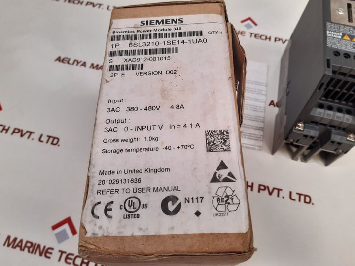 Siemens 6Sl3210-1Se14-1Ua0 Power Module Pm340
