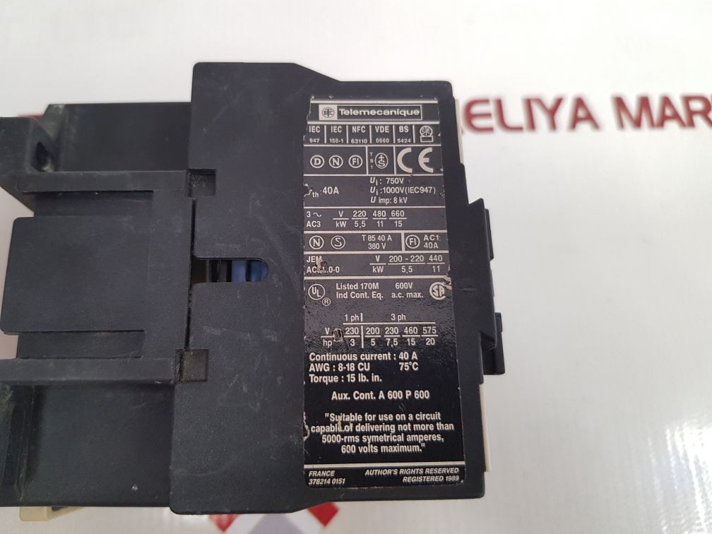Telemecanique Lc1 D2510 Contactor
