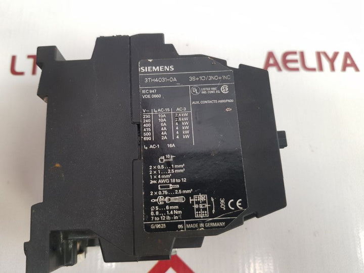 Siemens 3Th4031-0A Contactor 230V 50/60 Hz
