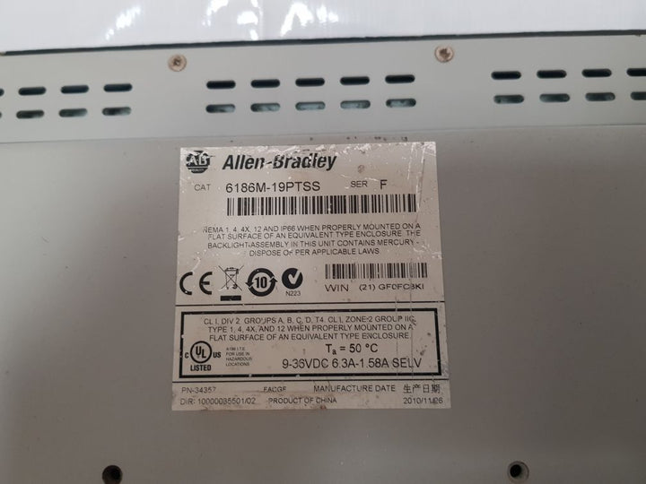 Allen-bradley 6186M-19Ptss Industrial Touch Monitor Ser: F
