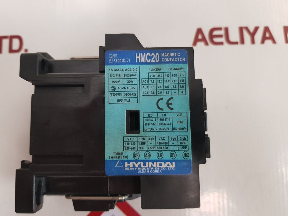 Hyundai Hmc 20 W10 Magnetic Contactor 400...440V 60Hz
