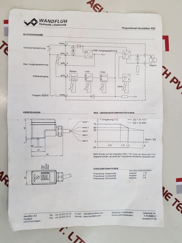 Wandfluh p02a01d24 sensor power amplifier