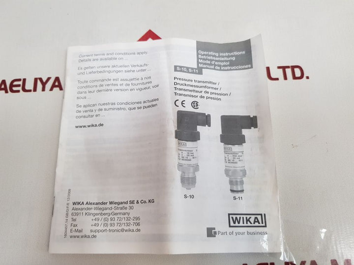 Wika S-10 Pressure Transmitter 14023576 New
