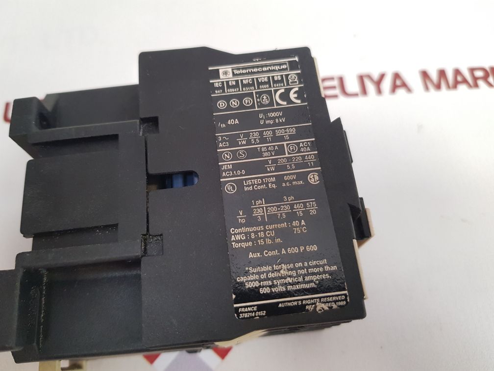 Telemecanique Lc1 D25 10 Contactor
