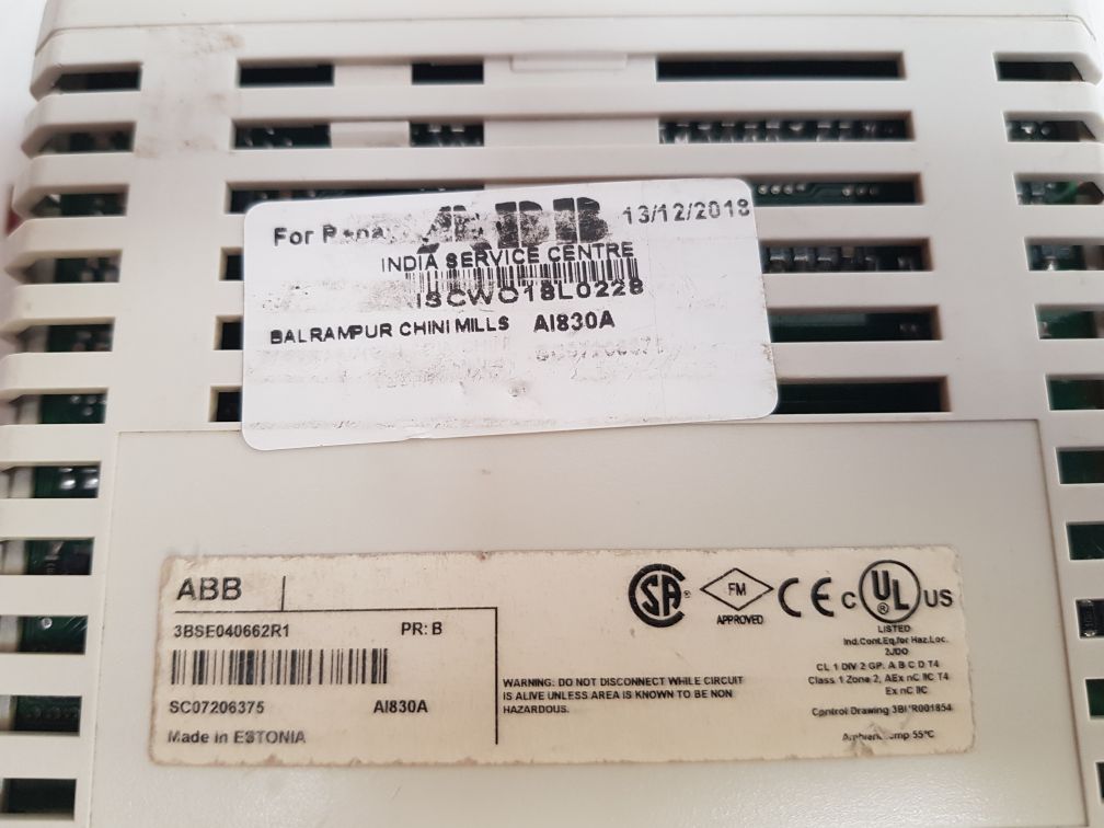 Abb 3Bse040662R1 Analog Input Module Ai830A Pr:B
