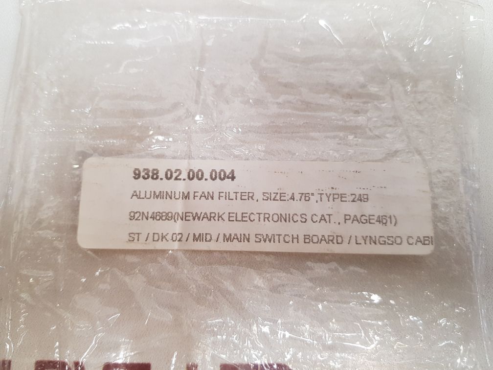 Newark Electronics 92N4689 Aluminum Fan Filter
