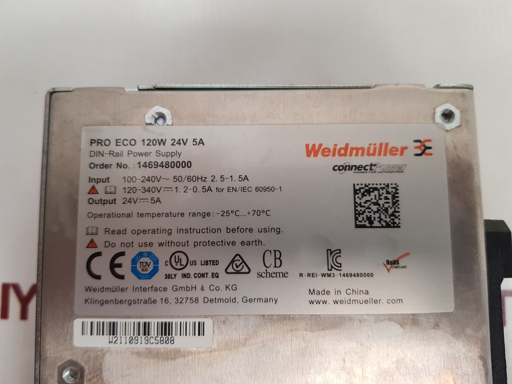 Weidmüller 1469480000 Ac/Dc Din Rail Power Supply
