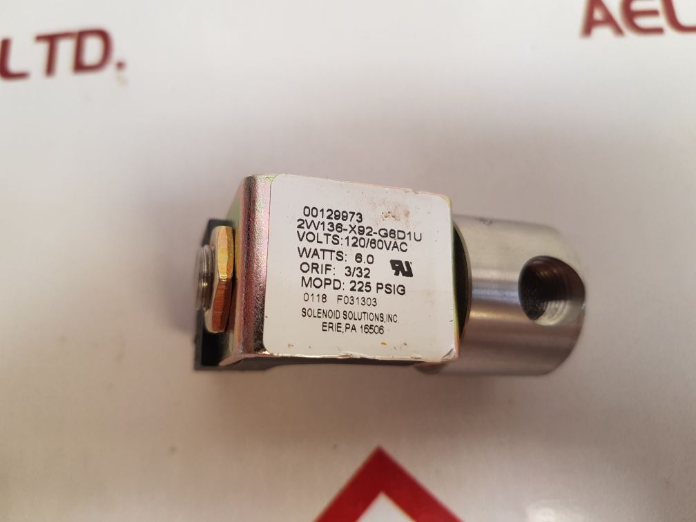 Solenoid Solutions 2W136-x92-g6D1U Solenoid Valve

